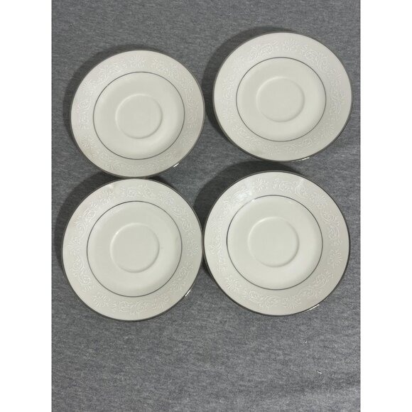 Noritake Other - Vintage‎ Noritake Ivory China Marseille 7550 Saucers Set of 4 Floral Trim Silver
